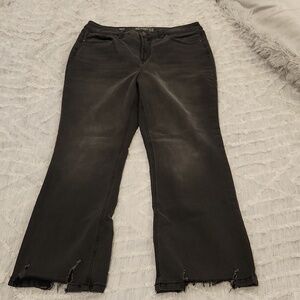 Faded black Sound/Style high rise, kick, straight leg jeans size 12!
